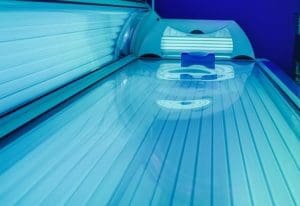Interior of an empty sunbed