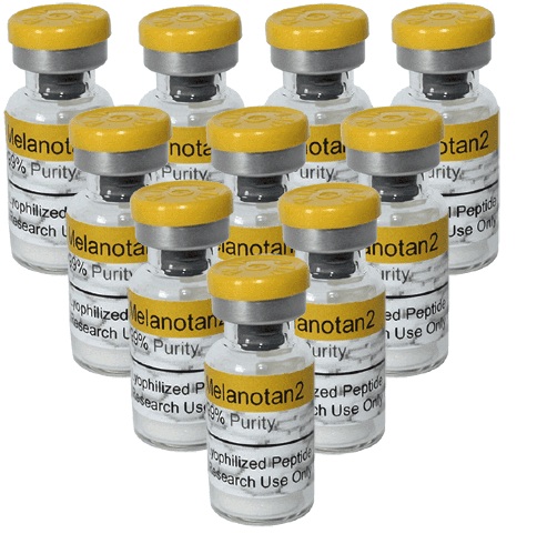 Several small vials with yellow caps on a white background