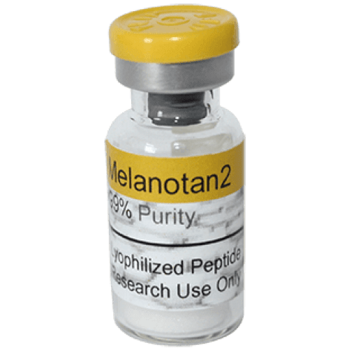 Illustrative Melanotan 2 vial with a printed purity claim