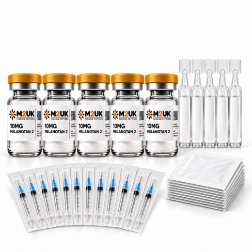 5 Vial Melanotan 2 Tanning Injection Kit (5 vials, 5 water, 55 pins, 55 swabs)