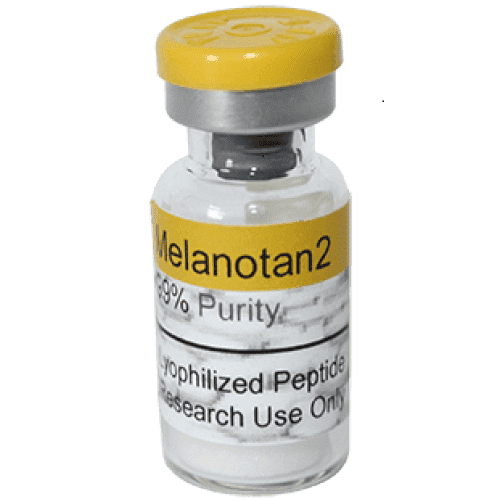 Illustrative Melanotan 2 vial with a printed purity claim