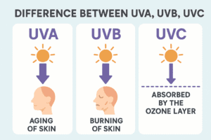 UVA UVB UVC comparison image for tanning education